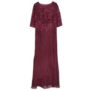 NWT Wedding Dress Gown Dark Romance Whimsigoth Boho Lace Floral Maroon Medium